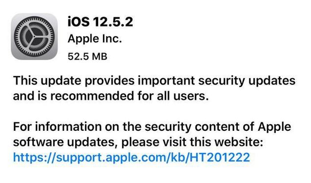 铜梁苹果手机维修分享iOS12.5.2发布，建议所有老苹果用户安装 